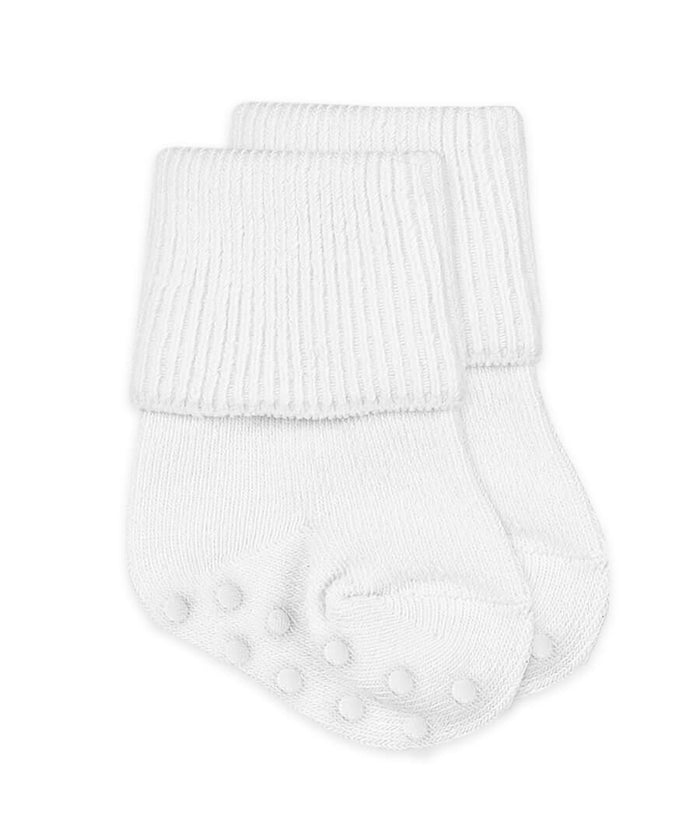 Jefferies White Non-Skid Fold Over Socks