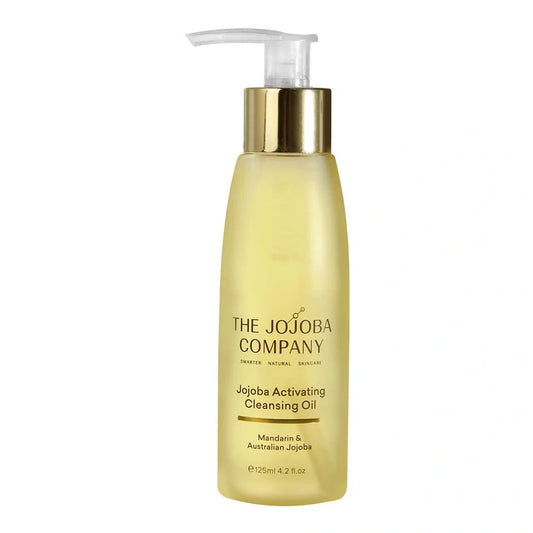 Jojoba Activating Cleansing Oil bottle from The Jojoba Company on a white background