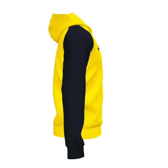 Joma Boys Academy IV hoodie jacket in yellow and black, casual style with front zipper and hood for boys.