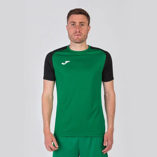 Joma Boys Academy IV T-shirt in green and black, casual cotton T-shirt with crew neck for boys.