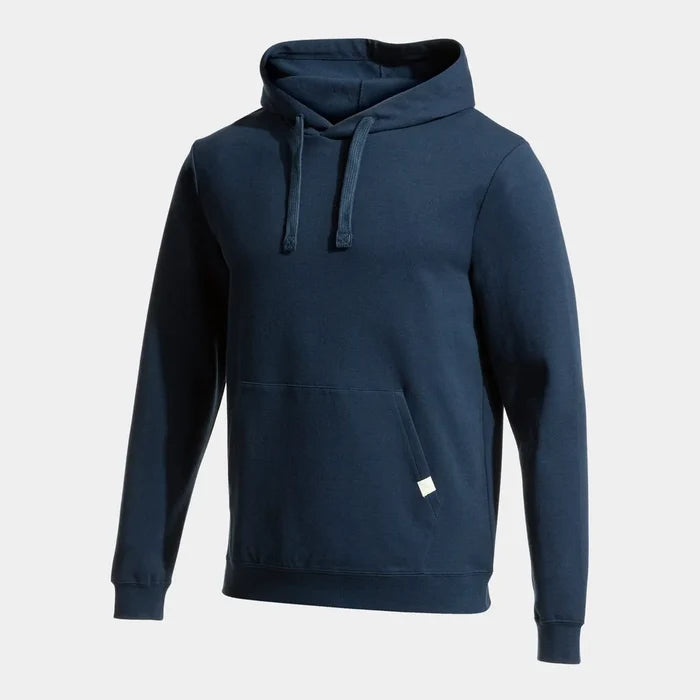 Joma boys' dark navy combi hooded sweatshirt with front pocket and adjustable drawstrings, made of soft, comfortable fabric.