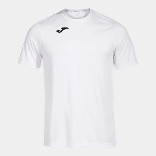 Joma boys' white Combi T-shirt, casual short-sleeve shirt for kids, made of soft fabric with Joma branding.