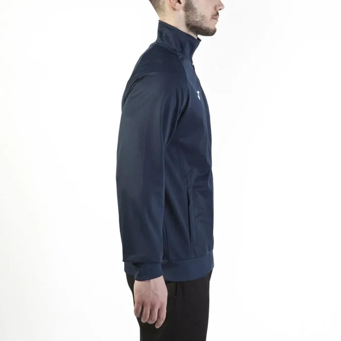 Navy Joma Boys Gala Jacket with zipper and hood, made for kids, featuring the Joma logo on the front.