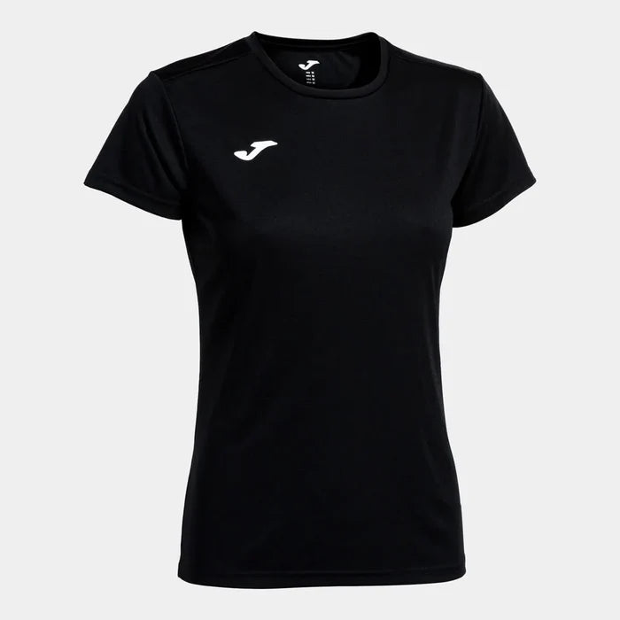 Black Joma girls' Combi T-shirt, a comfortable casual T-shirt for girls, featuring the Joma brand logo and soft fabric.