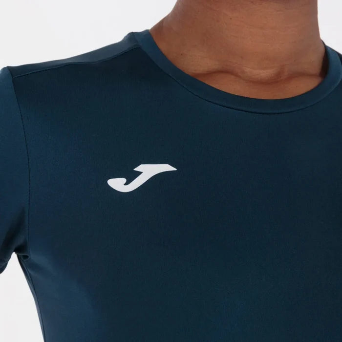 Joma girls' dark navy Combi T-shirt showing a casual fit with short sleeves and Joma branding on the front.