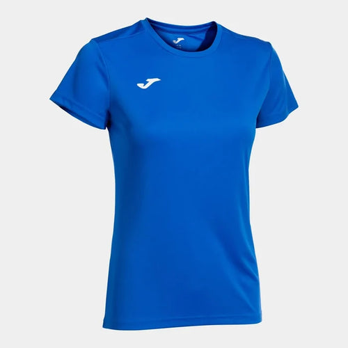 Joma girls' royal Combi T-shirt, casual short-sleeve top for kids, made of comfortable fabric, featuring the Joma logo.