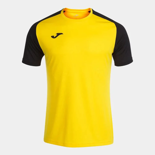 Joma men's yellow and black Academy IV T-shirt, casual sportswear with a comfortable fit and stylish design.