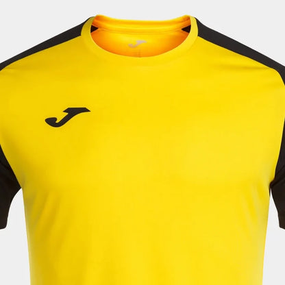 Joma men's yellow and black Academy IV T-shirt, casual T-shirt with crew neck and sporty design.