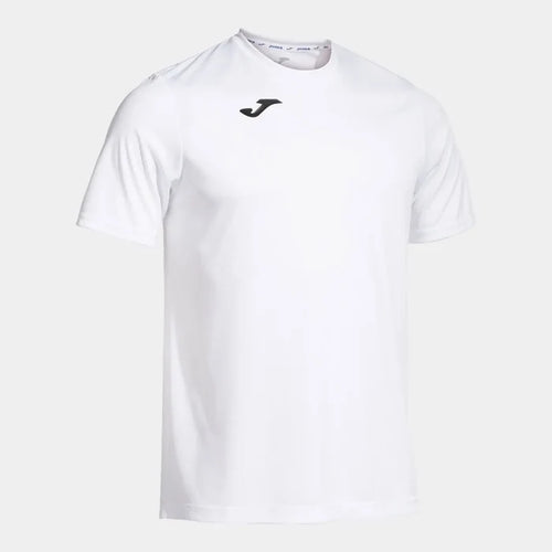 Joma men's white Combi T-shirt displayed flat, showcasing soft fabric and classic fit, ideal for casual or athletic wear.