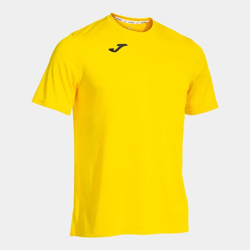 Yellow Joma men's Combi T-shirt, casual short-sleeve shirt with a comfortable fit, featuring the Joma logo and classic design.