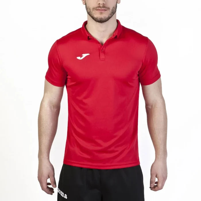 Red Joma men's Hobby polo shirt made of casual cotton fabric, featuring a classic collar and short sleeves.