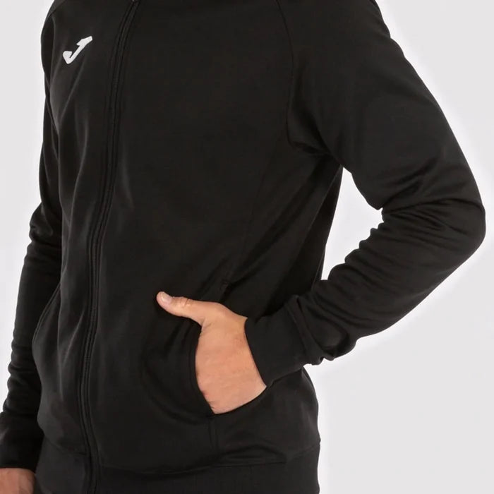 Black Joma Menfis hoodie jacket for men, casual jacket with a hood, front zipper, and sporty design.