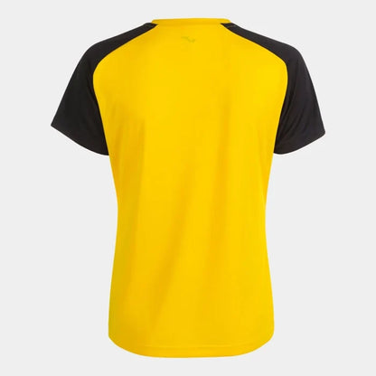 Joma Women's Academy IV T-Shirt in yellow and black, casual short-sleeve top with Joma branding, suitable for athletic or everyday wear.