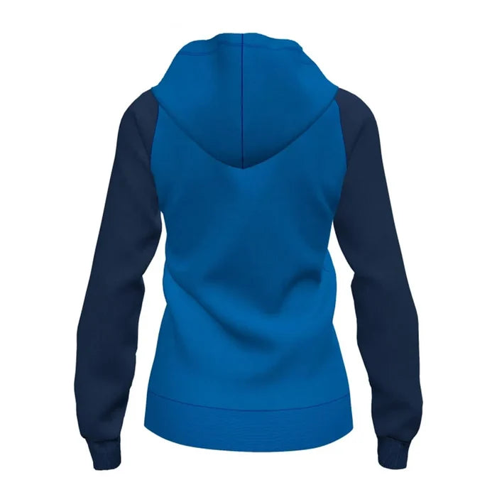 Joma Women's Academy IV zip-up hoodie in royal blue and navy, casual jackets and hoodies for women.