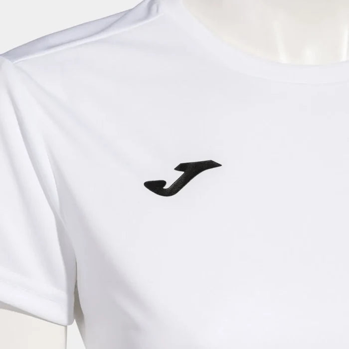 White Joma women's Combi T-shirt, a casual short-sleeve top with a classic fit, ideal for sporty or everyday wear.