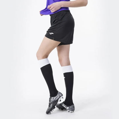 Black Joma Women's Paris II shorts, lightweight athletic shorts with a comfortable fit, designed for active wear.