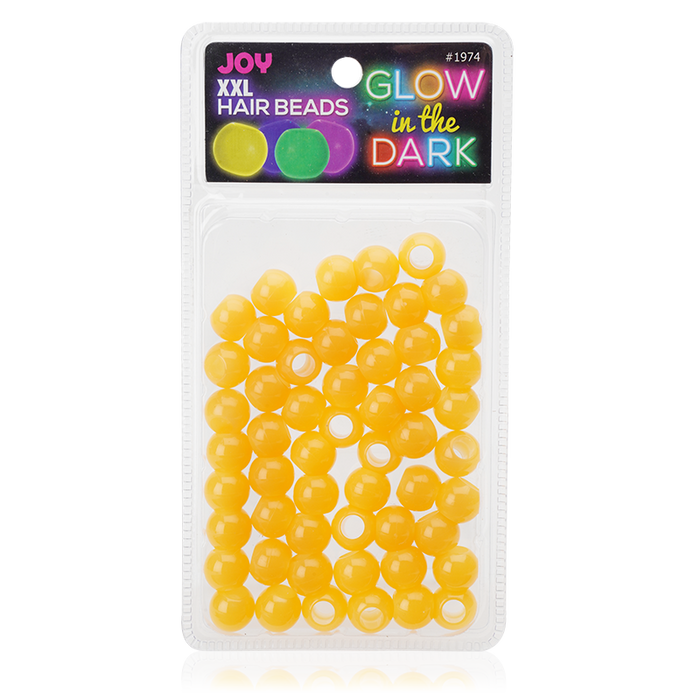 Joy Glow In the Dark Round Hair Beads XX-Large, 60 Count, Orange