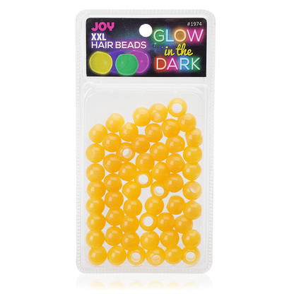 Joy Glow In the Dark Round Hair Beads XX-Large, 60 Count, Orange