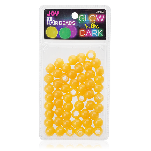 Joy Glow In the Dark Round Hair Beads XX-Large, 60 Count, Orange