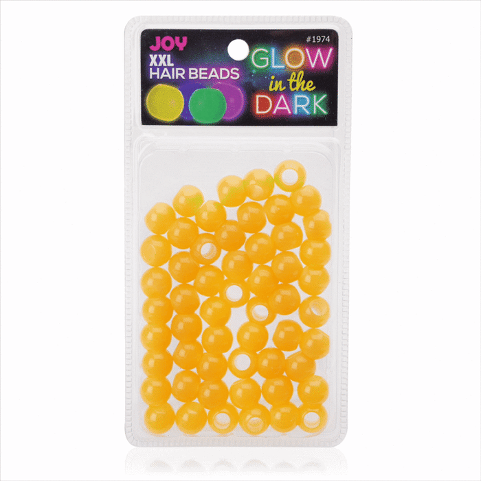 Joy Glow In the Dark Round Hair Beads XX-Large, 60 Count, Orange