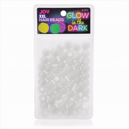 Joy Glow In the Dark Round Hair Beads XX-Large, 60 Count, White