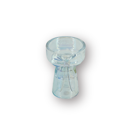 Kaarshouder - Kandelaar en Waxinelichthouder Strik - Glas - Iridescent - 7,5x9,5 cm