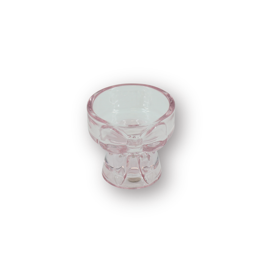 Kaarshouder - Kandelaar en Waxinelichthouder Strik - Glas - Roze - 7,5x6,5 cm