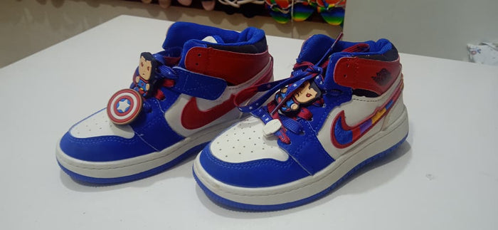 Kids Captain America High Top Sneakers - Sizes 35, 36, 37