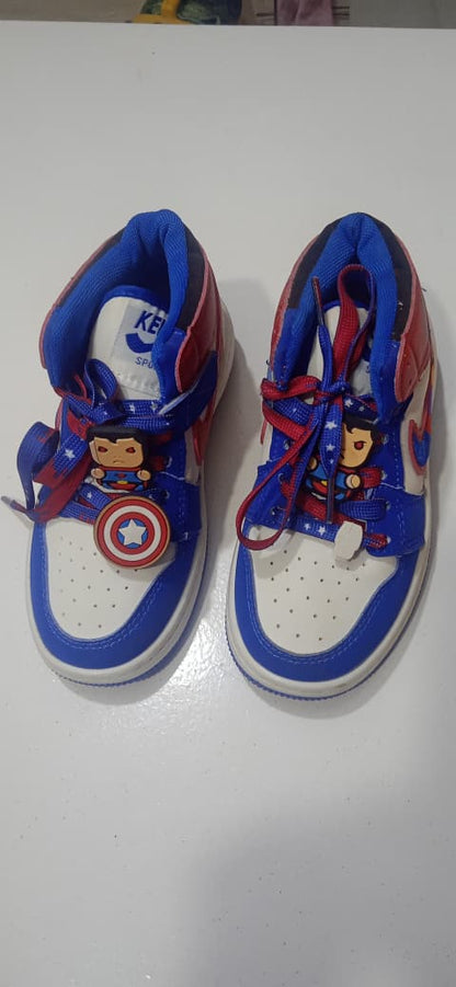 Kids Captain America High Top Sneakers - Sizes 35, 36, 37