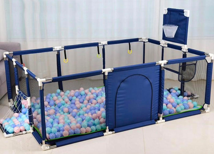 Kids Large Ball Pit Play Yard with Basketball Hoop & Ocean Balls
