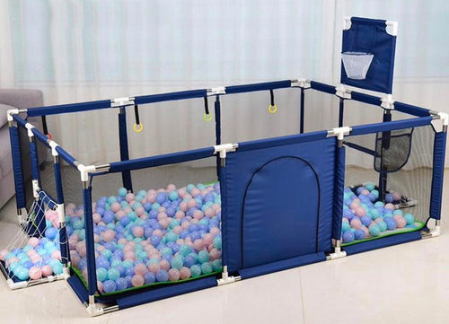 Kids Large Ball Pit Play Yard with Basketball Hoop & Ocean Balls