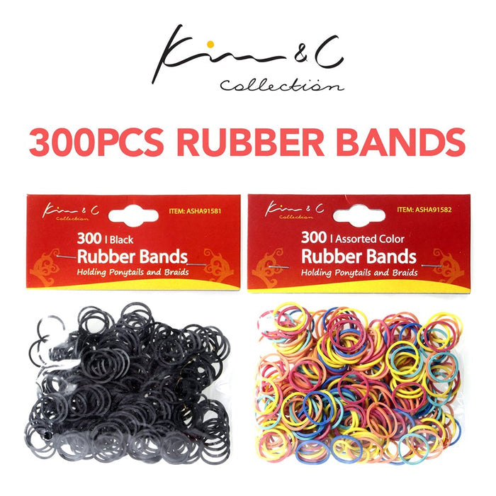 KIM & C 300pcs Rubber Bands - Black
