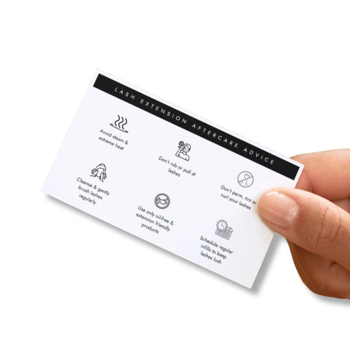 Lash Extension Aftercare Advice Cards - Back