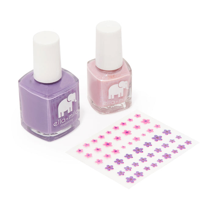 Mommy & Me Lavender Fields and Isla View bottles with nail art stickers