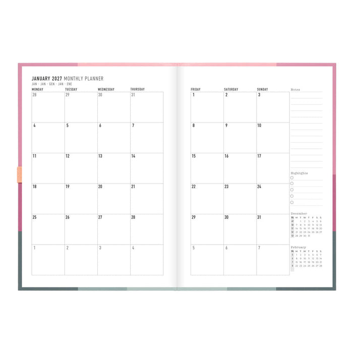Letts A5 Weekly Planner, Gradient, 2027 Rose 27-082570#color_gradient-rose