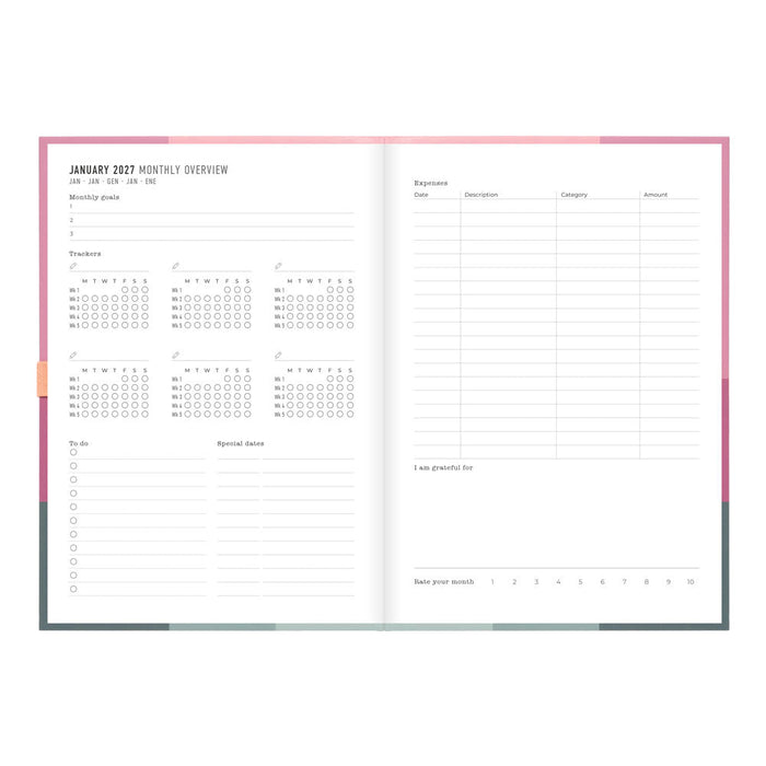 Letts A5 Weekly Planner, Gradient, 2027 Rose 27-082570#color_gradient-rose