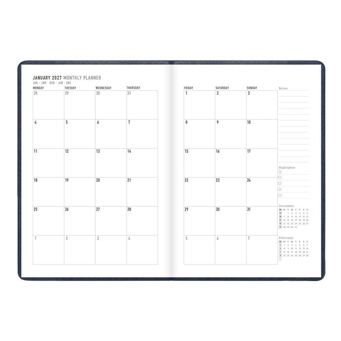 Letts A5 Weekly Planner, Serene, 2027 Midnight 27-082499#color_midnight