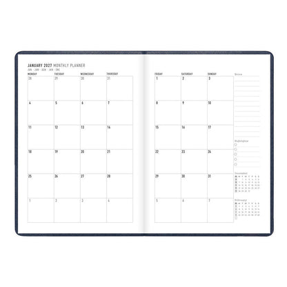 Letts A5 Weekly Planner, Serene, 2027 Midnight 27-082499#color_midnight