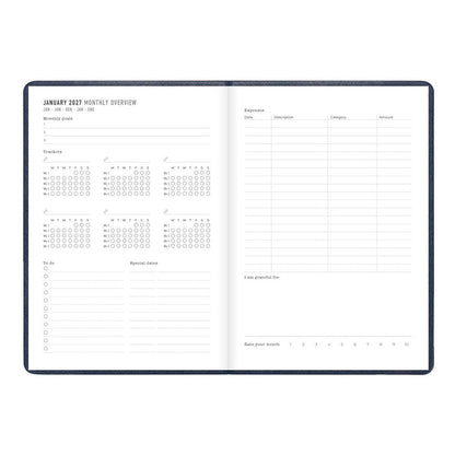 Letts A5 Weekly Planner, Serene, 2027 Midnight 27-082499#color_midnight
