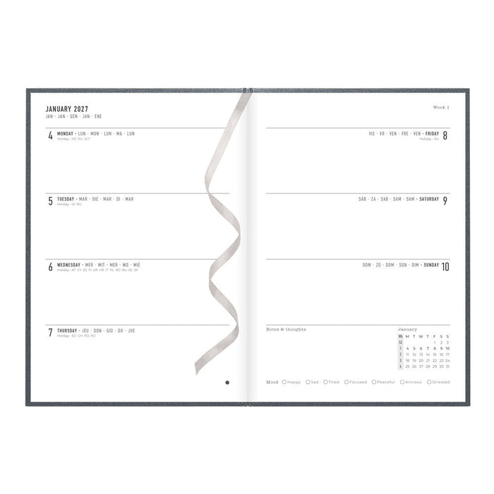 Letts A5 Weekly Planner, Titanium, 2027 Charcoal 27-082582#color_charcoal