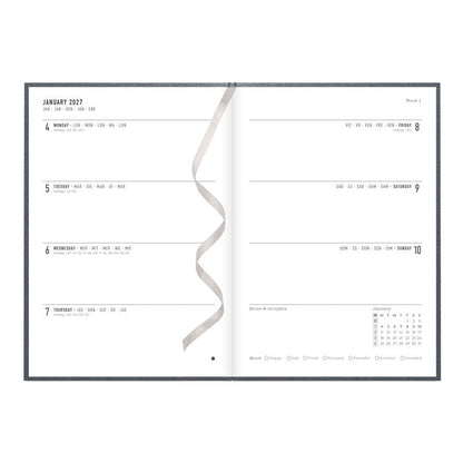 Letts A5 Weekly Planner, Titanium, 2027 Charcoal 27-082582#color_charcoal