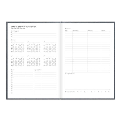 Letts A5 Weekly Planner, Titanium, 2027 Charcoal 27-082582#color_charcoal
