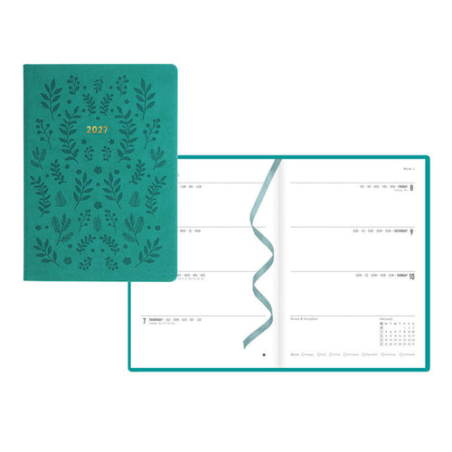 Letts A5 Weekly Planner, Woodland, 2027 Green 27-082161#color_woodland-green