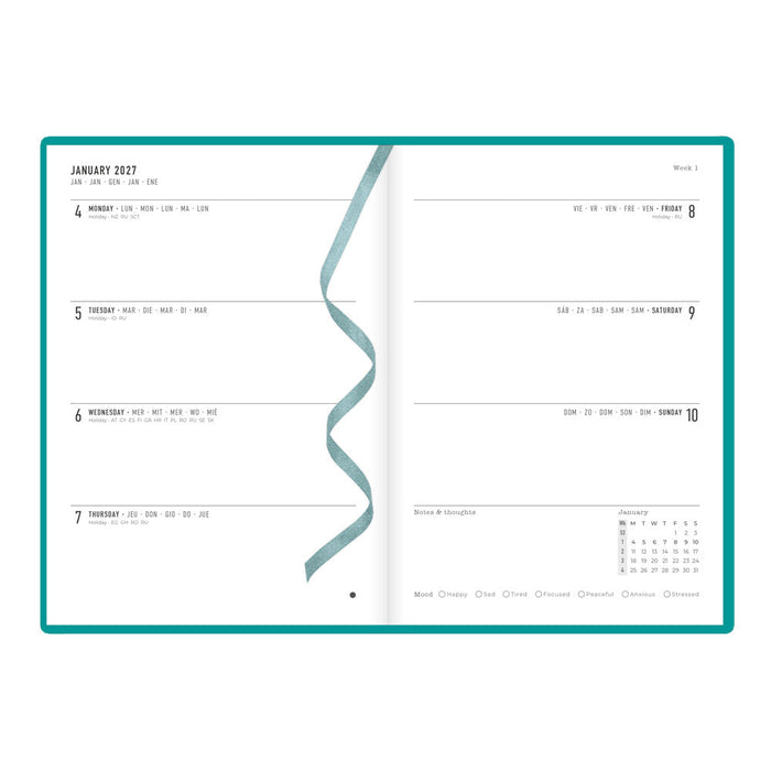 Letts A5 Weekly Planner, Woodland, 2027 Green 27-082161#color_woodland-green