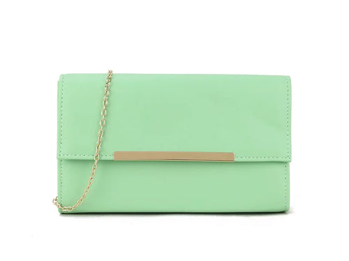 Light Green Gold Trimmed Clutch Bag