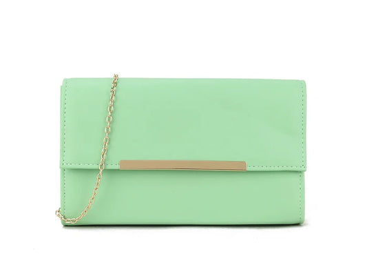 Light Green Gold Trimmed Clutch Bag
