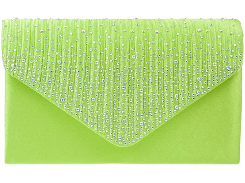Lime Green Diamante Overlay Clutch Bag