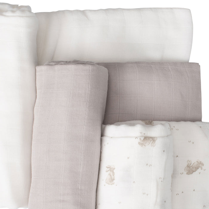 Little Bamboo Muslin Wrap 3pk - Stone Grey