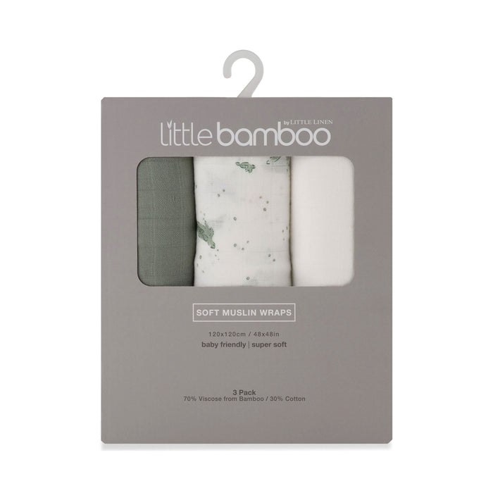 Little Bamboo Muslin Wrap 3pk - Turtle Bay