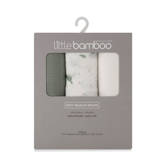 Little Bamboo Muslin Wrap 3pk - Turtle Bay
